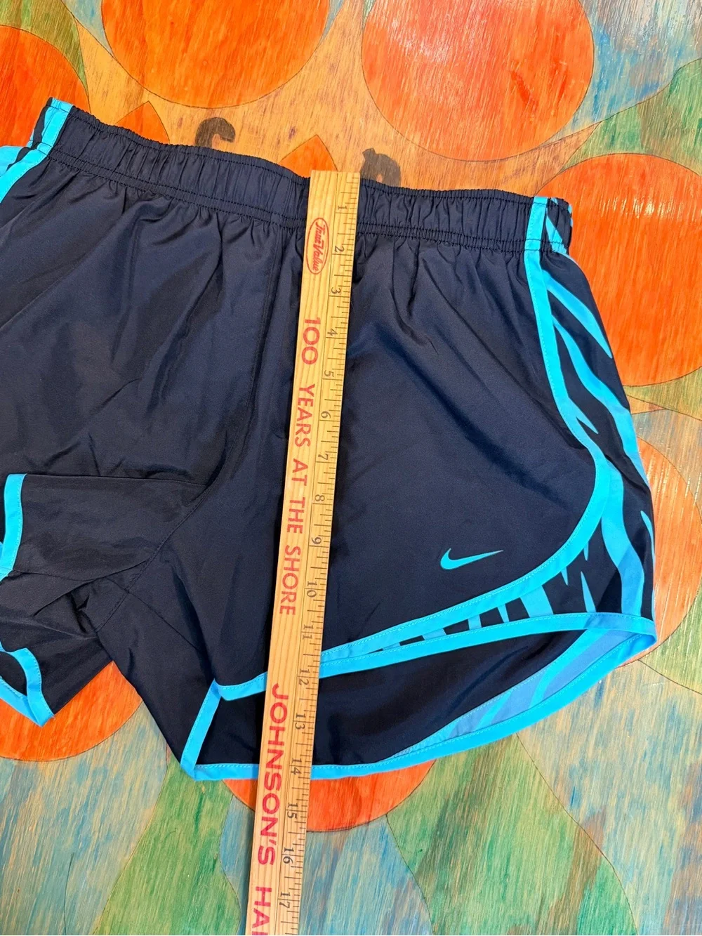Nike Dri-Fit Tempo Polyester Lined Womens Running Shorts Black Teal Medium Light